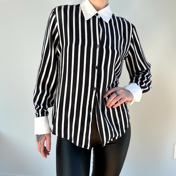 Vintage Black & White Striped Top - Picture 1 of 10